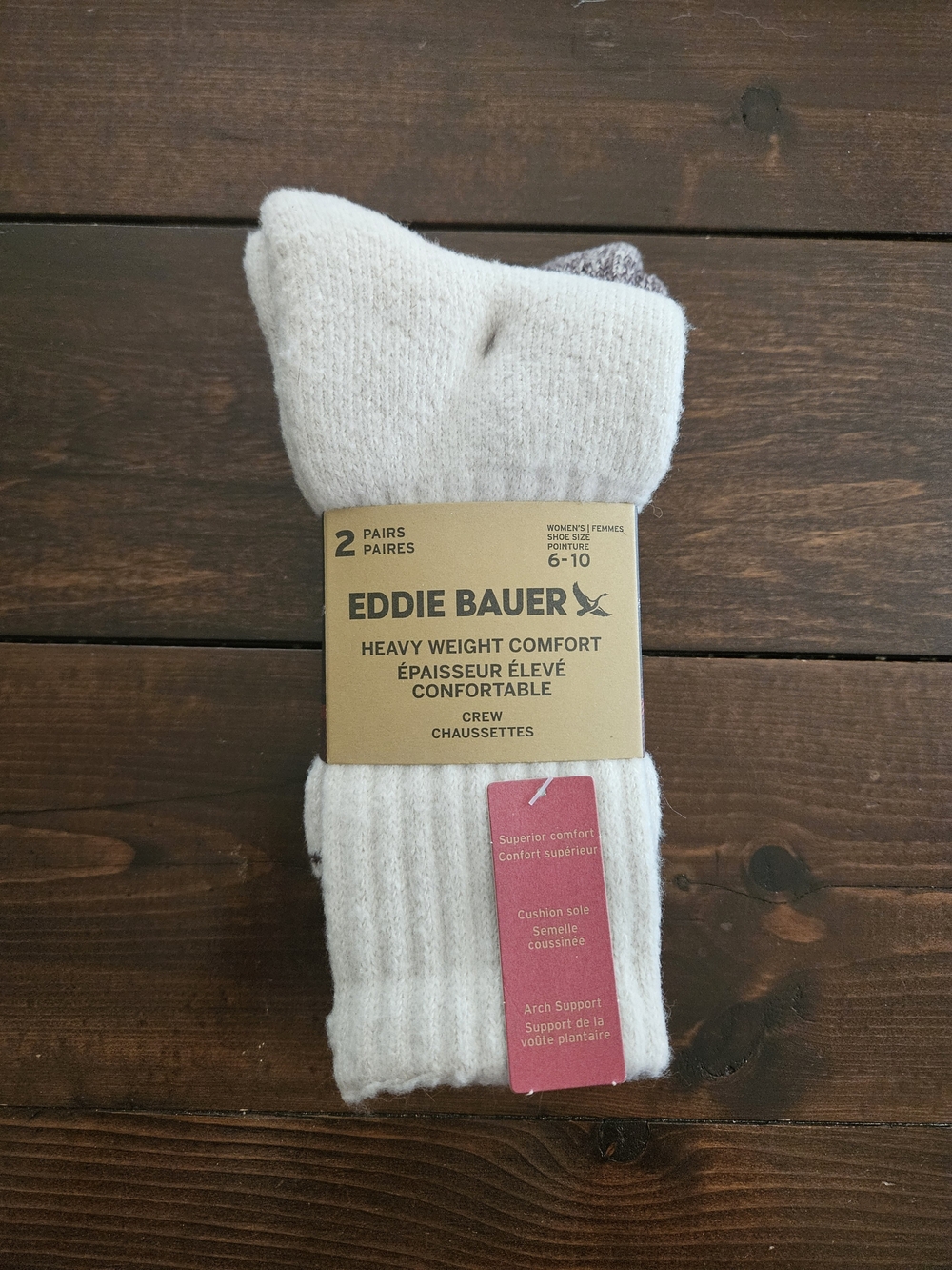 NEW Eddie Bauer Heavy Weight Comfort Crew Socks Women's Size 6-10 2 Pack